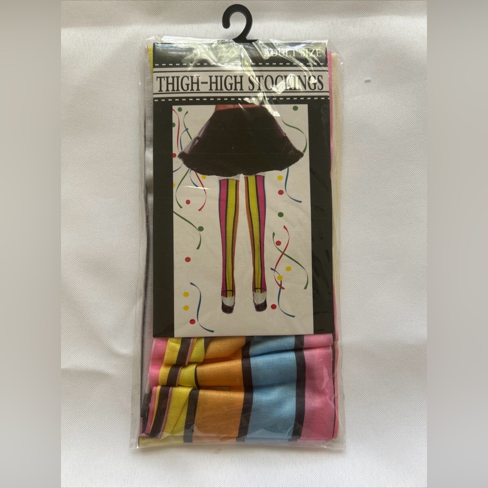 Thigh High Stockings Rainbow stripe Costume Adult Size New